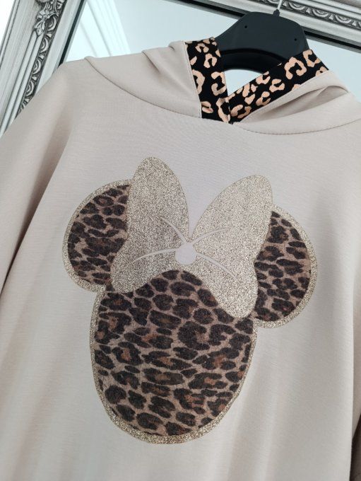 Sweat à capuche beige Minnie .Taille unique jusqu'au 40