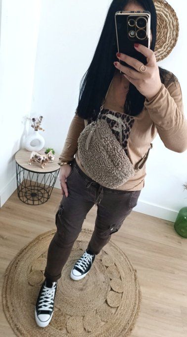 Sac banane fausse laine de mouton 3 coloris