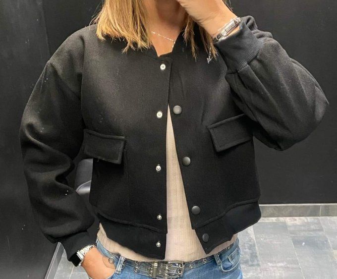 Bomber tendance noir, taille unique 34 36 38 