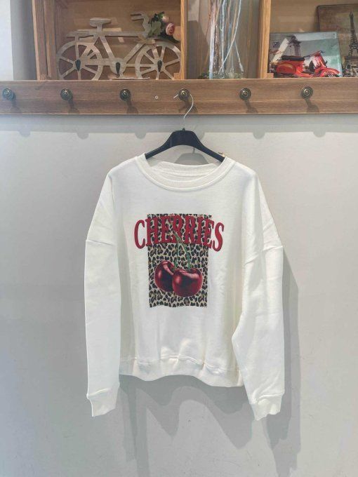 Sweat Blanc cerise ? " Cherry " inspi