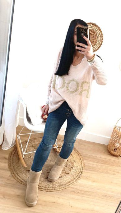 Pull rock oversize rose pastel ou ecru