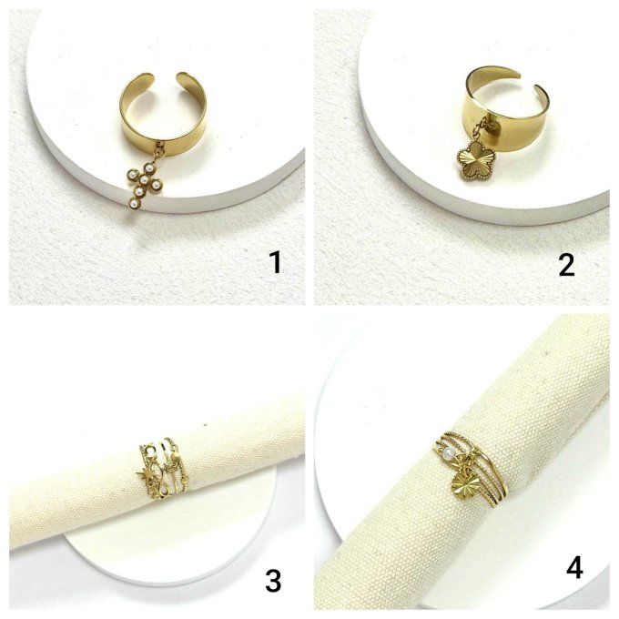Bague doré à pampilles 4 variantes 