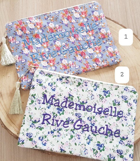 Pochette fleurie inscription Mademoiselle rive gauche 