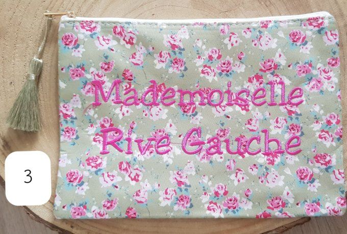 Pochette fleurie inscription Mademoiselle rive gauche 