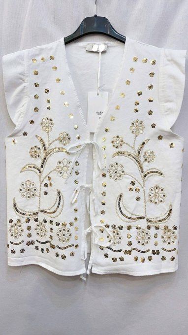 Blouse sequins broderies boheme 