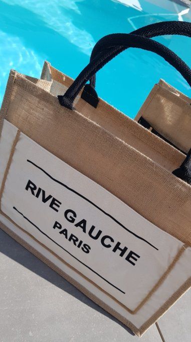 Sac rive Gauche Paris noir ou blanc en jute