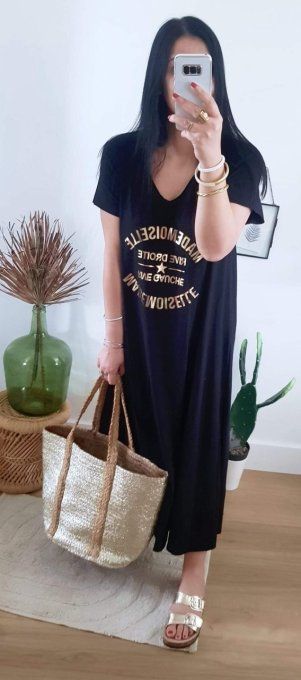 Robe longue tee shirt inscription Mademoiselle Rive droite Rive gauche 