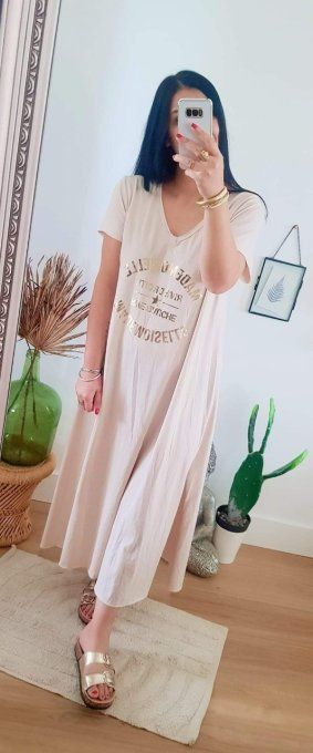 Robe longue tee shirt inscription Mademoiselle Rive droite Rive gauche 