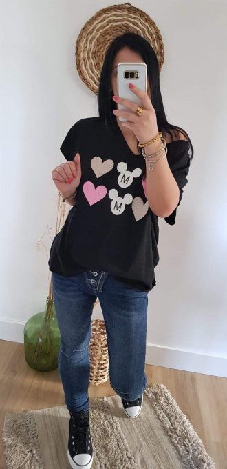 Tee shirt Mickey live Noir ou blanc 