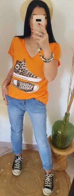 Tee shirt orange esprit converse