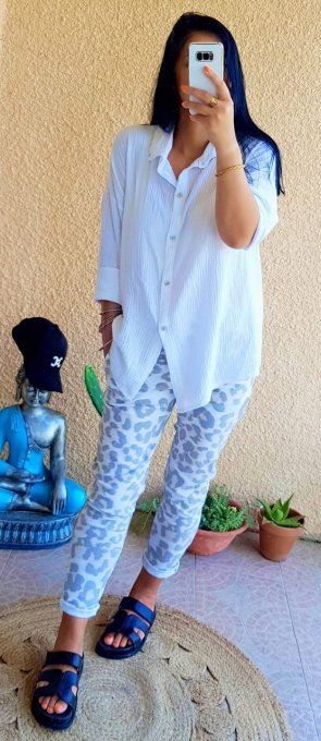 Pantalon magique, Jog blanc imprimé animal - Taille unique 36 au 40