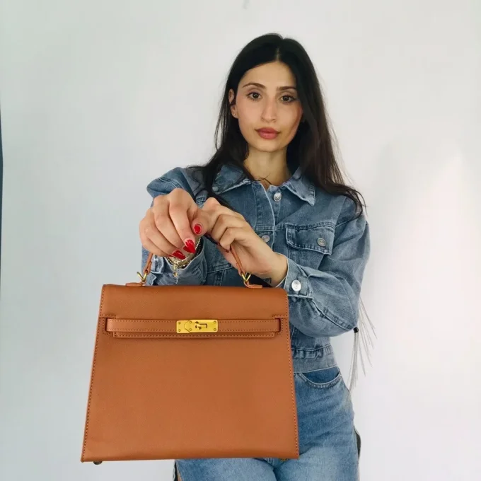 Sac inspi modèle kelly de Hermès Camel ou Noir