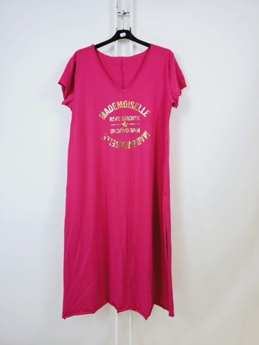 Robe longue tee shirt inscription Mademoiselle Rive droite Rive gauche 